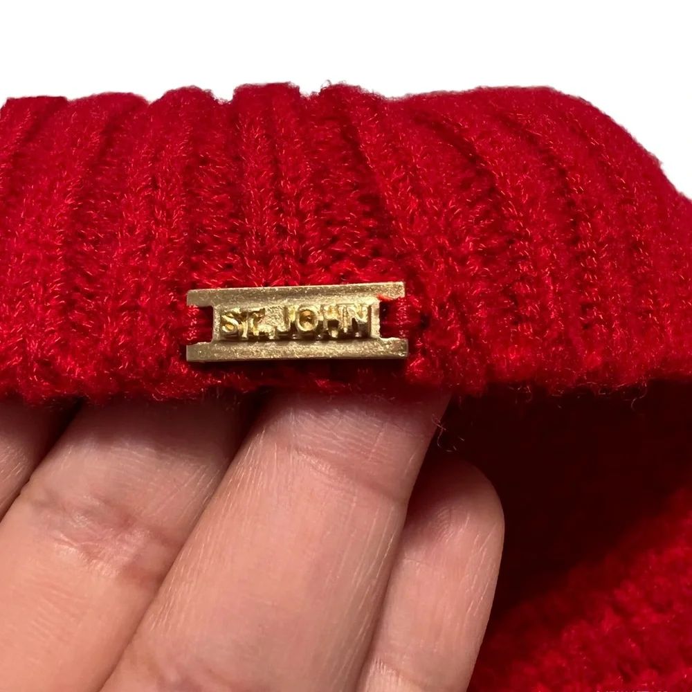 ST. John Red Open Front Knit Cardigan Size Small - Picture 8 of 14